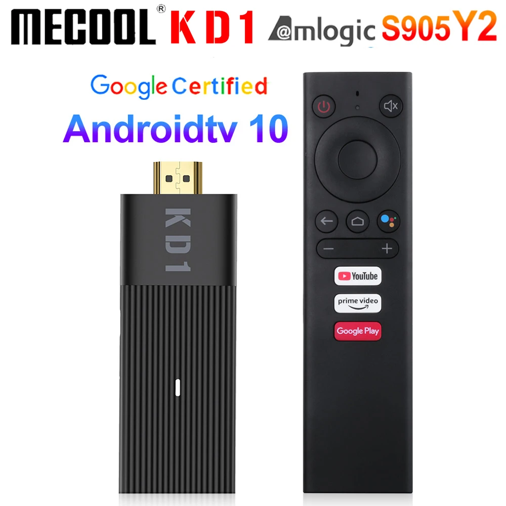 Mecool KD1 TV Stick Amlogic S905Y2 TV Box Android 10 2GB 16GB Support Google Certified Voice 1080P 4K 2.4G&5G Wifi BT TV Dongle