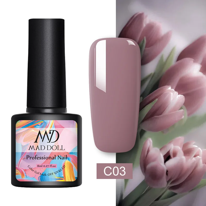C03 MAD DOLL, 8 мл, УФ-гель для ногтей, розовое золото, блестки, блестки, замачиваются, УФ Гель-лак, Цветной Гель-лак для ногтей, сделай сам, лак для ногтей - Цвет: C03