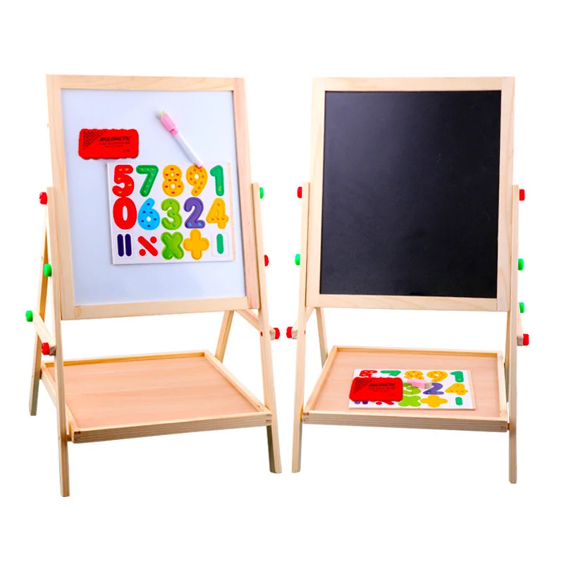 

Children wooden lifting double sided magnetic drawing board easel sketch graffiti painting frame puzzle learning blackboard toy