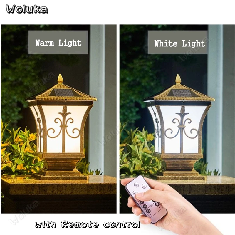 Outdoor Bronze Solar Light with Remote Control Garden Wall Post Lamp Retro Style Villa Door Waterproof Home Pillar CD50 W01 | Освещение
