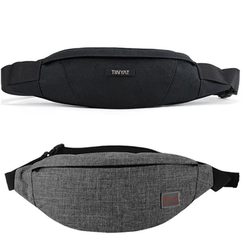 

TINYAT 2 Pcs Men Waist Bag Pack Purse Waterproof Canvas Travel Phone Belt Bag Pouch for Men Women Casual Shoulder Fanny Pack Hip