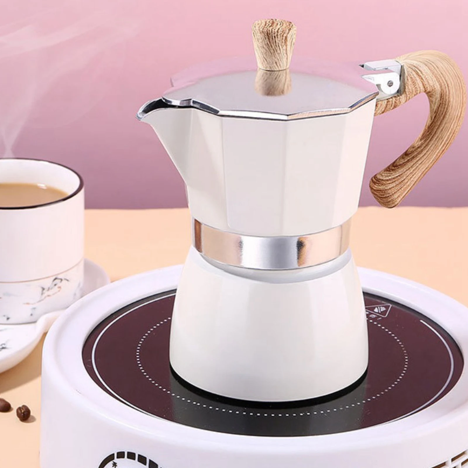 Coffee Moka Maker Italian Moka Espresso Cafe Percolator Pot Stovetop Coffee Maker Stove Top Turkish Percolator Presser Stainless
