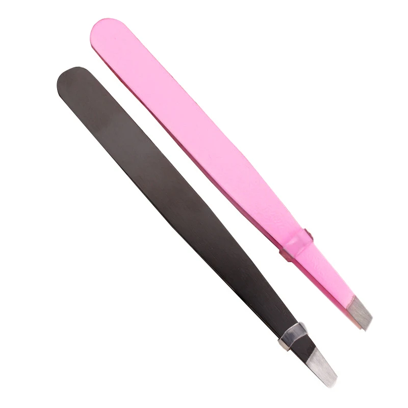 Pinzas para cejas, Belleza del cabello de acero inoxidable para quitar el pelo, accesorios de herramientas de maquillaje, color negro/rosa, 1 ud.