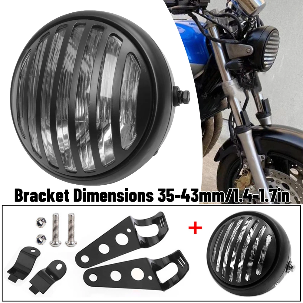 SUHU 1PCS Motorcycle Headlight Black Metal Retro 35W Front Light 12V Fits for Cafe Racer CG125 GN125 Lamps | Автомобили и