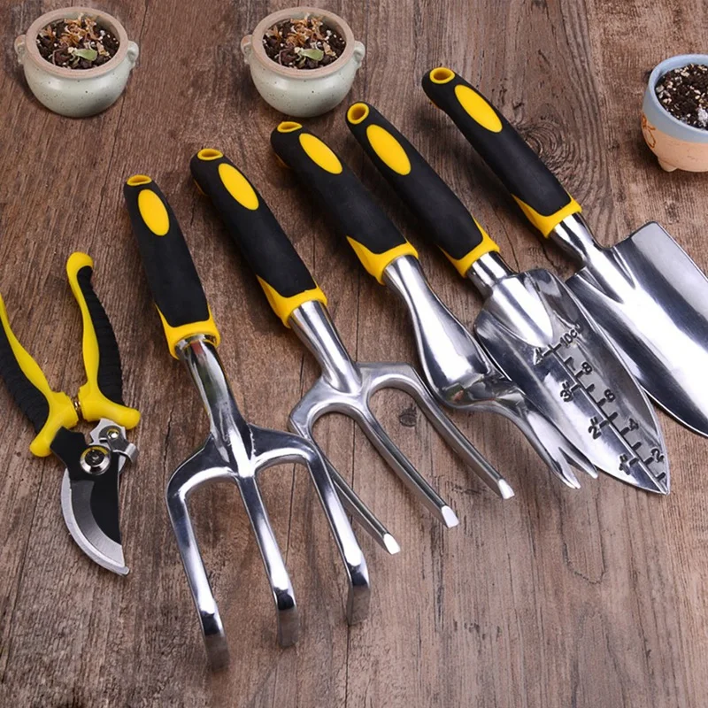 HHO-садовый набор инструментов, ручной садовый набор с растительной веревкой, мягкие перчатки, садовая сумка и 6 шт. садовые инструменты с нескользящей ручкой