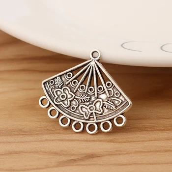 

20 Pieces Tibetan Silver Fan Earring Chandelier Connector Charms Pendants Jewelry Accessories