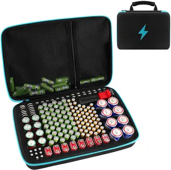

Portable Organizer Battery Storage Box with Battery Tester (BT168), EVA Case Bag Holder fits for 220+ Batteries (Blue)