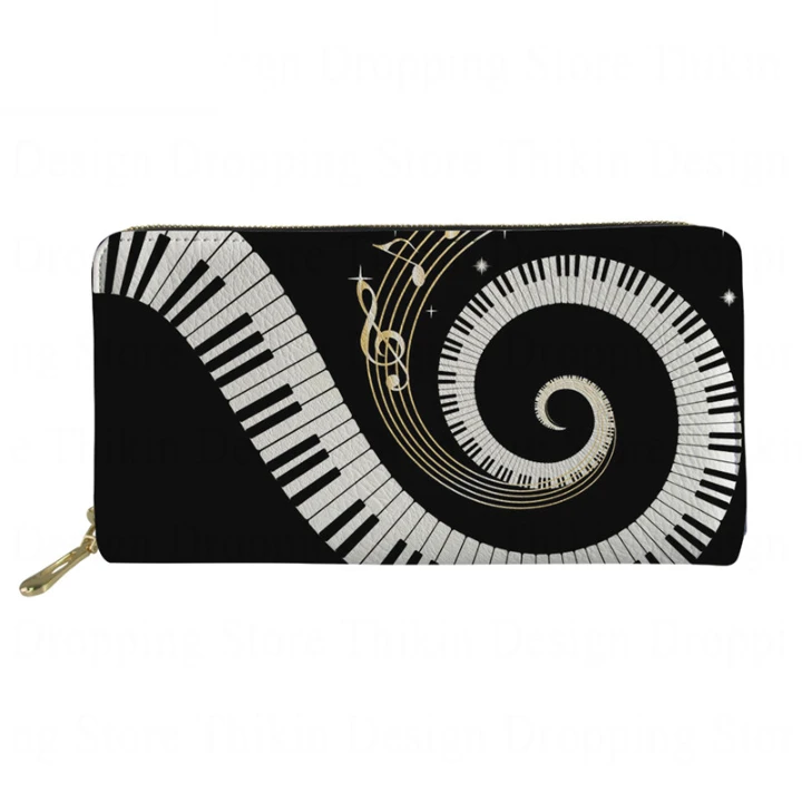 Bolso para teléfono con estampado de música de Piano, billetera de cuero para de cuero de bolsillo, carteras largas de moda para tarjetas de visita|Carteras| - AliExpress