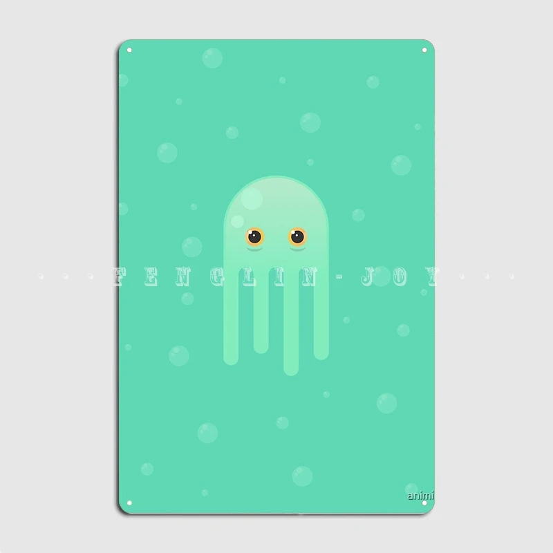 

Lime Jellyfish Poster Metal Plaque Cinema Living Room Bar Cave Funny Wall Decor Tin Sign Poster