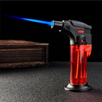 

High jet flame butane gas Transparent plastic design Refillable Adjustable Butane Jet Torch Lighter BBQ Tools Flame Ignition Too