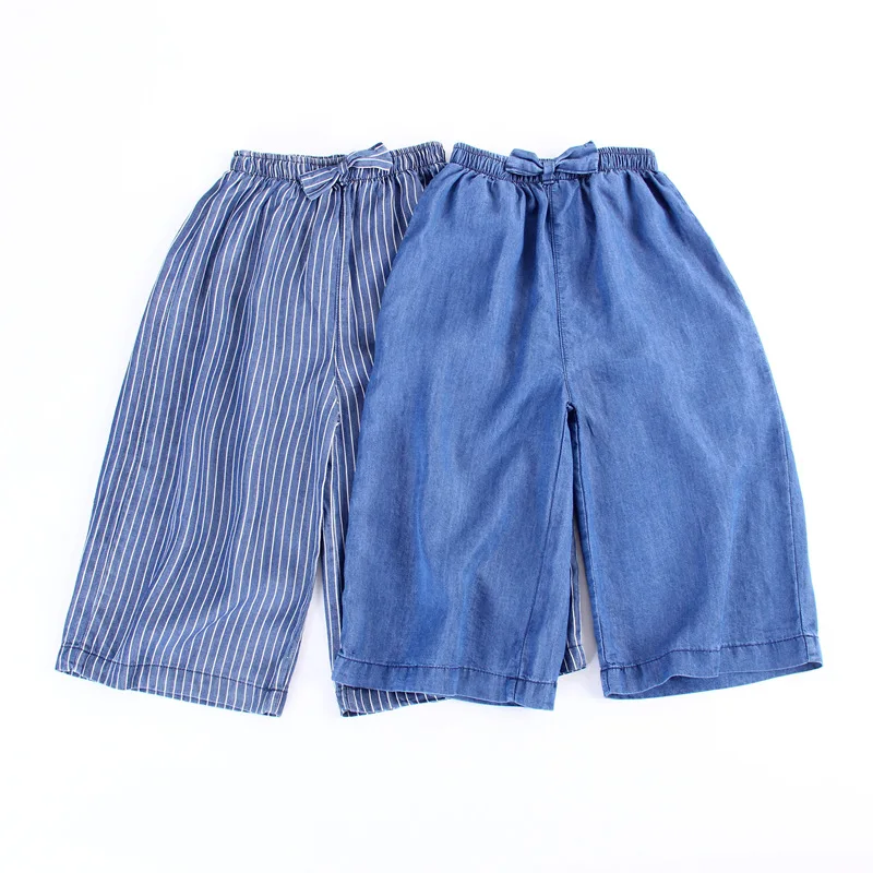 

26 Spring And Summer New Products Korean-style Stripes Solid Color Bow Children Loose Pants Anti Mosquito Pants
