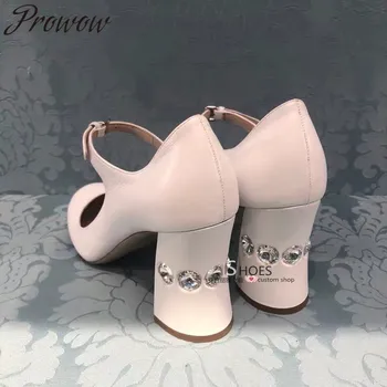 

OllyMurs New Runway Black White Round Toe Buckle Strap Mary Jane Pumps Crystal HIgh Heel Pumps Shoes Women