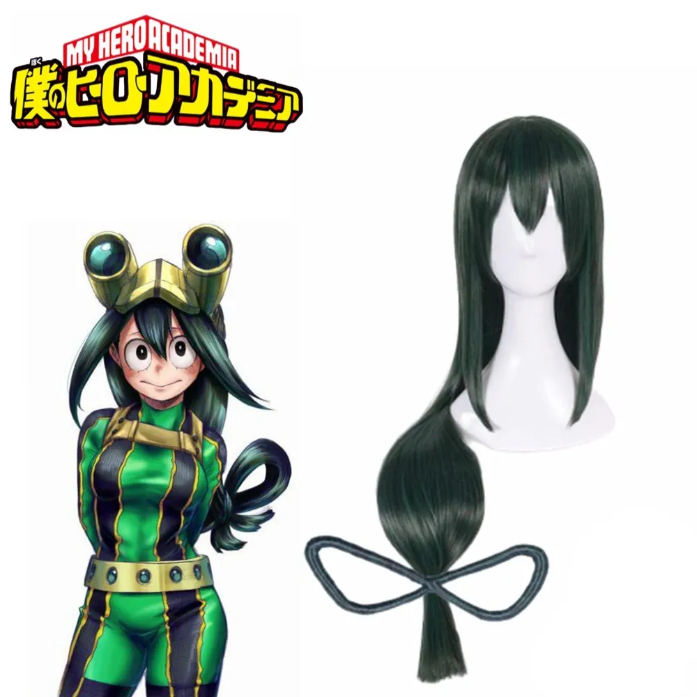 Tsuyu ASUI Парик Tsuyu ASUI, Boku No Hero Academy, парик для косплея, аниме, My Hero Academy, синтетические волосы, зеленые парики - Цвет: Tsuyu ASUI