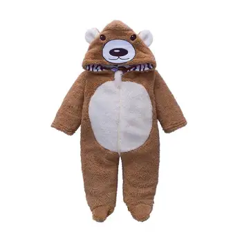 

Winter warm Baby Clothes Flannel Baby Boy Clothes Cartoon Animal 3D Bear Ear Romper Jumpsuit Warm Newborn Infant Romper