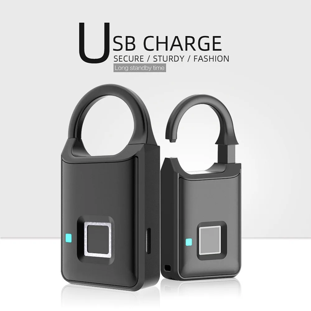 Безопасность Keyless USB Перезаряжаемый дверной замок с идентификацией через отпечатки пальцев отпечаток пальца Смарт Быстрый разблокировка цинковый сплав металлический электронный замок