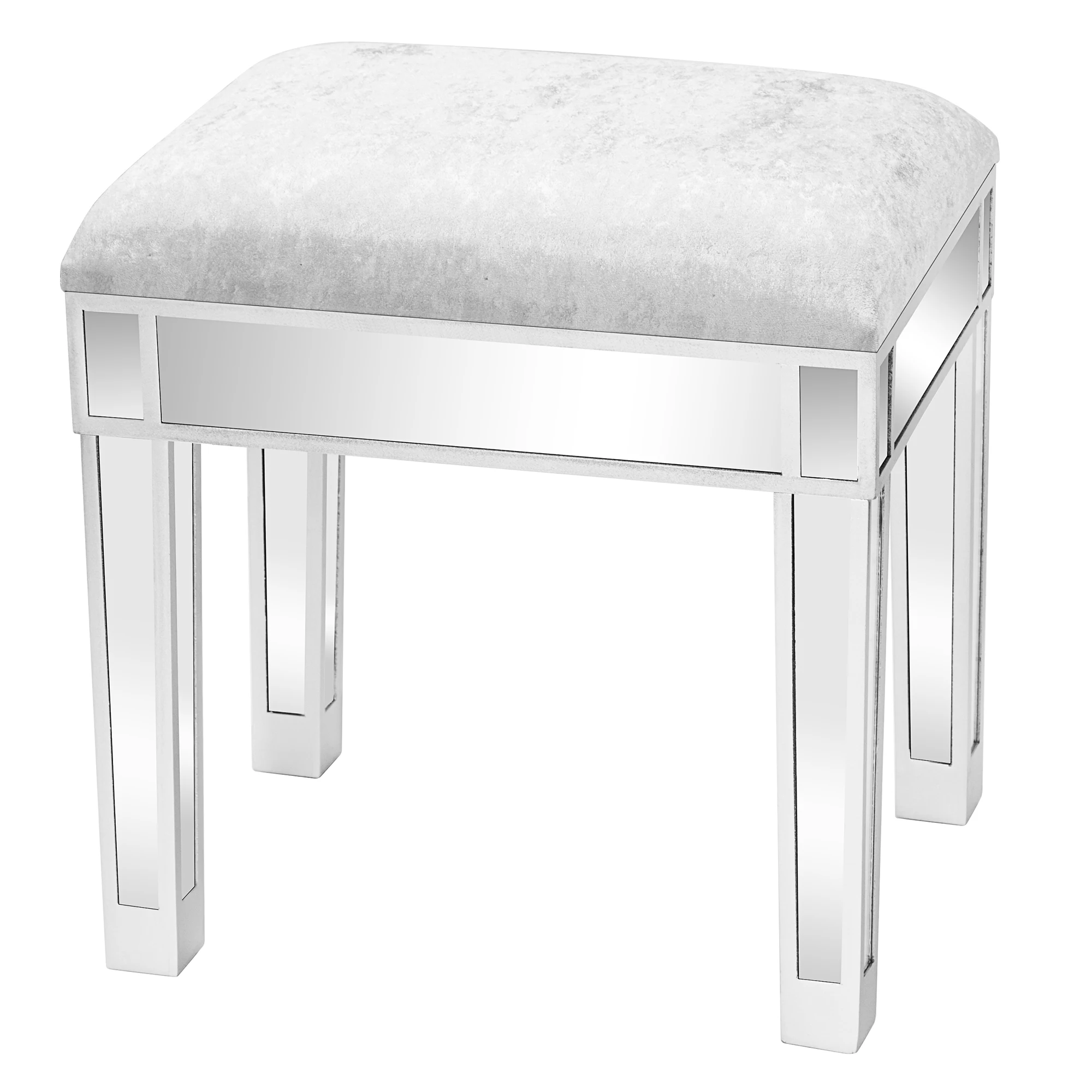 

FCH Modern Style Mirrored Vanity Stool Silver Gray Dressing Stool Makeup Stools (43 x 33 x 46)cm