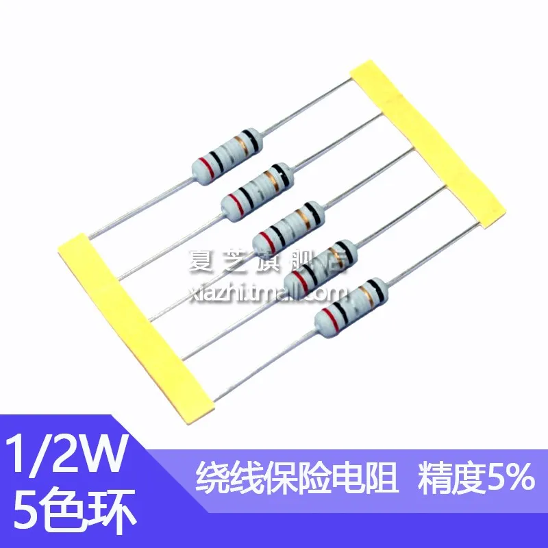 1/2W 1W Wire-wound Fuse Resistance Accuracy 5% 0.1 0.15 0.22 0.33 0.47 0.5 1 2.2 3.3 4.7 Ohm 0.5W 0.1R 0.15R 0.22R 1R 2.2R