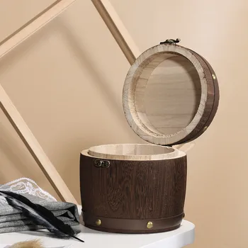 

Newly Mini Wooden Barrel Canister Storage Caddy For Tea Leaf Flour Coffee Bean Kitchen Items Containers#W