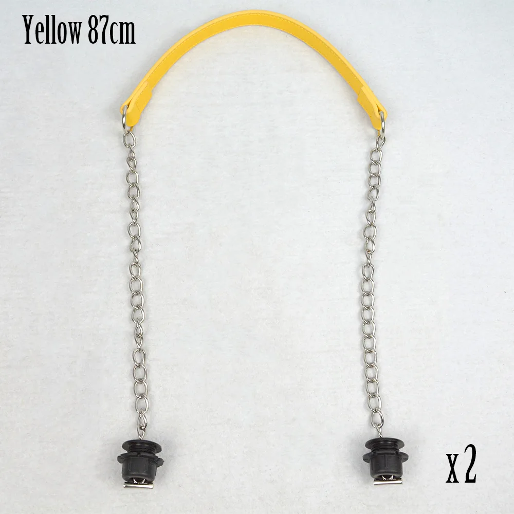yellow Новинка, 1 пара серебряных длинных толстых одиночных цепей с металлической пряжкой, черные винты для Obag O bag, ручки для женских сумок - Цвет: yellow
