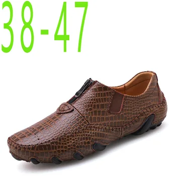 

Men's Leather Casual Shoes Men Loafer Crocodile Genuine Leathers Moccasins Mens Loafers Leather Casual Boat Shoes