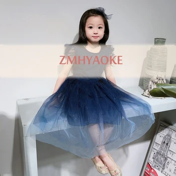 

Spot ZMHYAOKE 2020 Spring Toddler Girl Dress Beautiful Princess Outing Party Open Twinkle Mesh Dress Kids Dresses for Girls