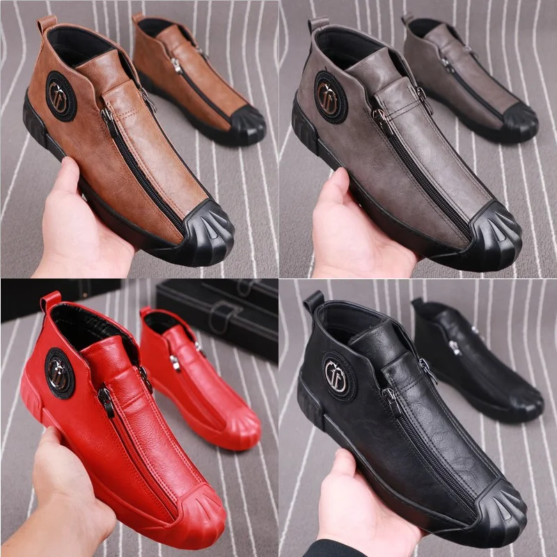 Wholesale Shell Cap Men Loafers Sheet Metal Gold Eagle Zip High Top Men Shoes Casual Leisure Hip Hop Flats Sneakers botas Hombre