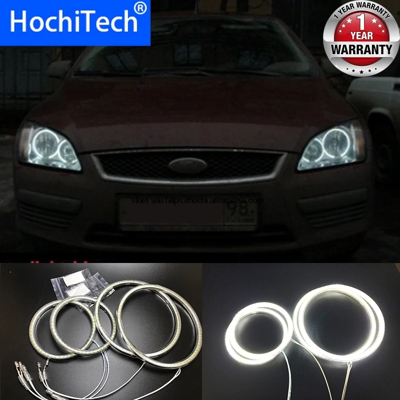 HochiTech для Ford Focus II Mk2 2004-2008 ультра яркий SMD белый светодиодный ангельские глазки 2600LM halo Кольцо Комплект дневной ходовой светильник DRL