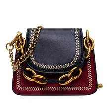 Винтажная модная вместительная мини-сумка контрастного цвета, новинка, качественная женская дизайнерская сумка из искусственной кожи, сумка через плечо на цепочке