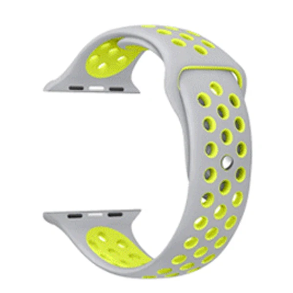 gray yellow Для Apple Watch band 4 3 2 1 42 мм 38 мм 40 мм 44 мм ремешок для iwatch спортивный мужской женский браслет силиконовый I watch series 4 3 2 1 band - Цвет ремешка: gray yellow