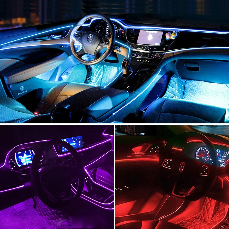 led headlights for cars Car Interior Neon RGB Led Strip Lights Decoration Lights Ambient Atmosphere Dashboard Lamp USB Cigarette Lighter Drive foggy headlights