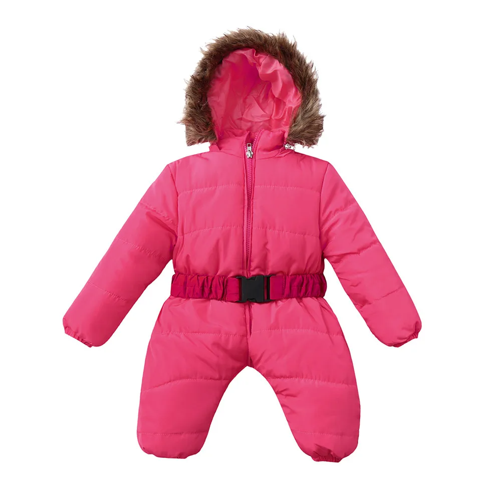 Куртка; зимние комбинезоны для девочек и мальчиков; теплый толстый комбинезон с капюшоном и мехом; детские куртки; ветровка; пальто; одежда для малышей; 19Ag - Цвет: Red