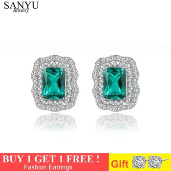 

Mystic Cutting Luxury Emerald Stud Earring For Women Shining Double Gemstone Temperament Earring Wedding Silver 925 Jewelry