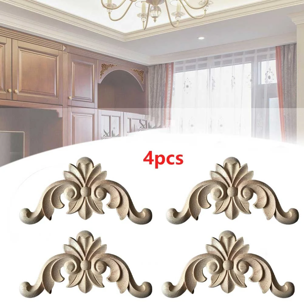 Wooden Carved Applique Furniture Unpainted Mouldings-Decal DIY Decor Gifts New