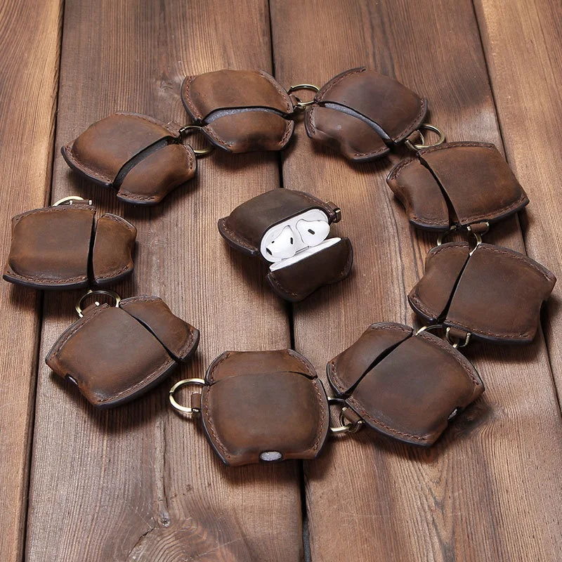 Brown Cowhide Leather Protective Case for Multifunctional Leather Headphone Cover for 2