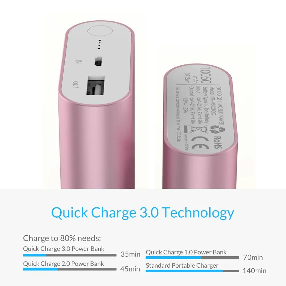  ORICO 10050mAh Power Bank Quick Charge 3.0 Fast Charge USB External Battery Bank for iphone Xiaomi 