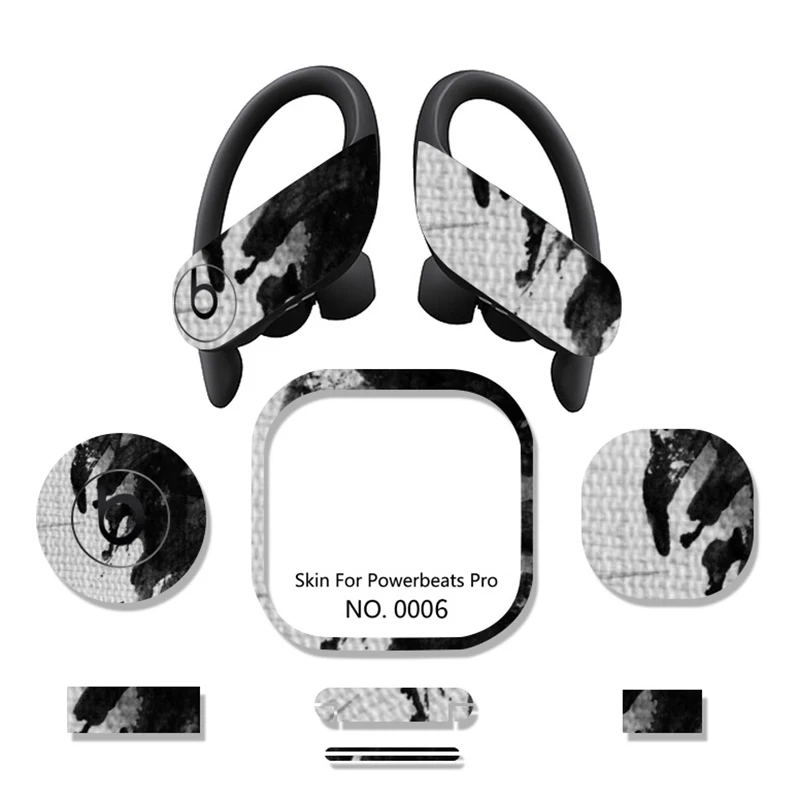 04 black Набор персонализированных наклеек с защитой от царапин s для Powerbeats Pro, стикер для наушников, защитная пленка, наклейка для защиты кожи s - Цвет: 04 black