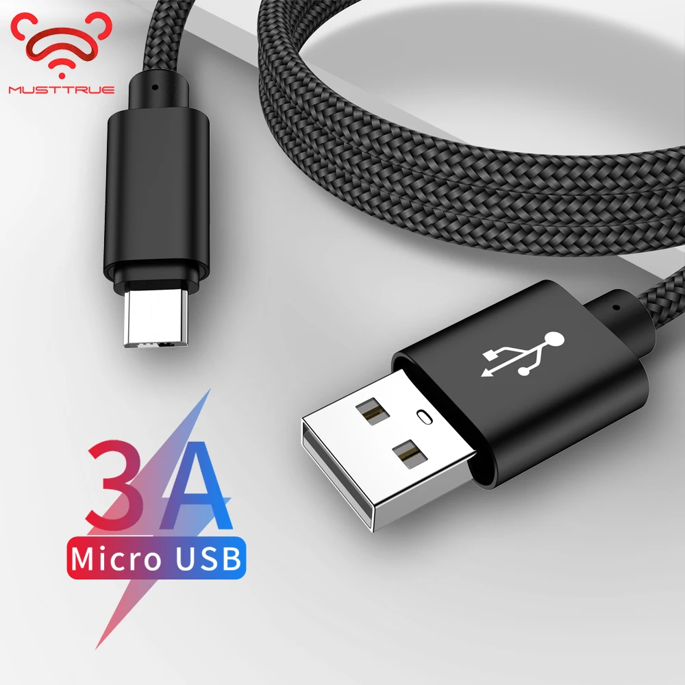 MUSTTRUE 3A Micro USB кабель для Xiaomi Redmi Note 4 samsung S7 huawei P7 Быстрая зарядка Шнур USB для передачи Данных Планшет USB кабель для мобильного телефона