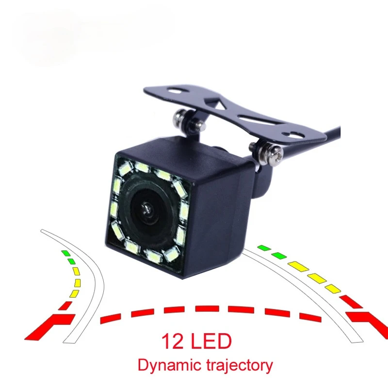 fisheye Dynamic trajectory HD CCD 4 8 12 LED Lights Universal Waterproof Rear View Camera Parking Night Vision for gps radio car dash camera front and rear Vehicle Cameras