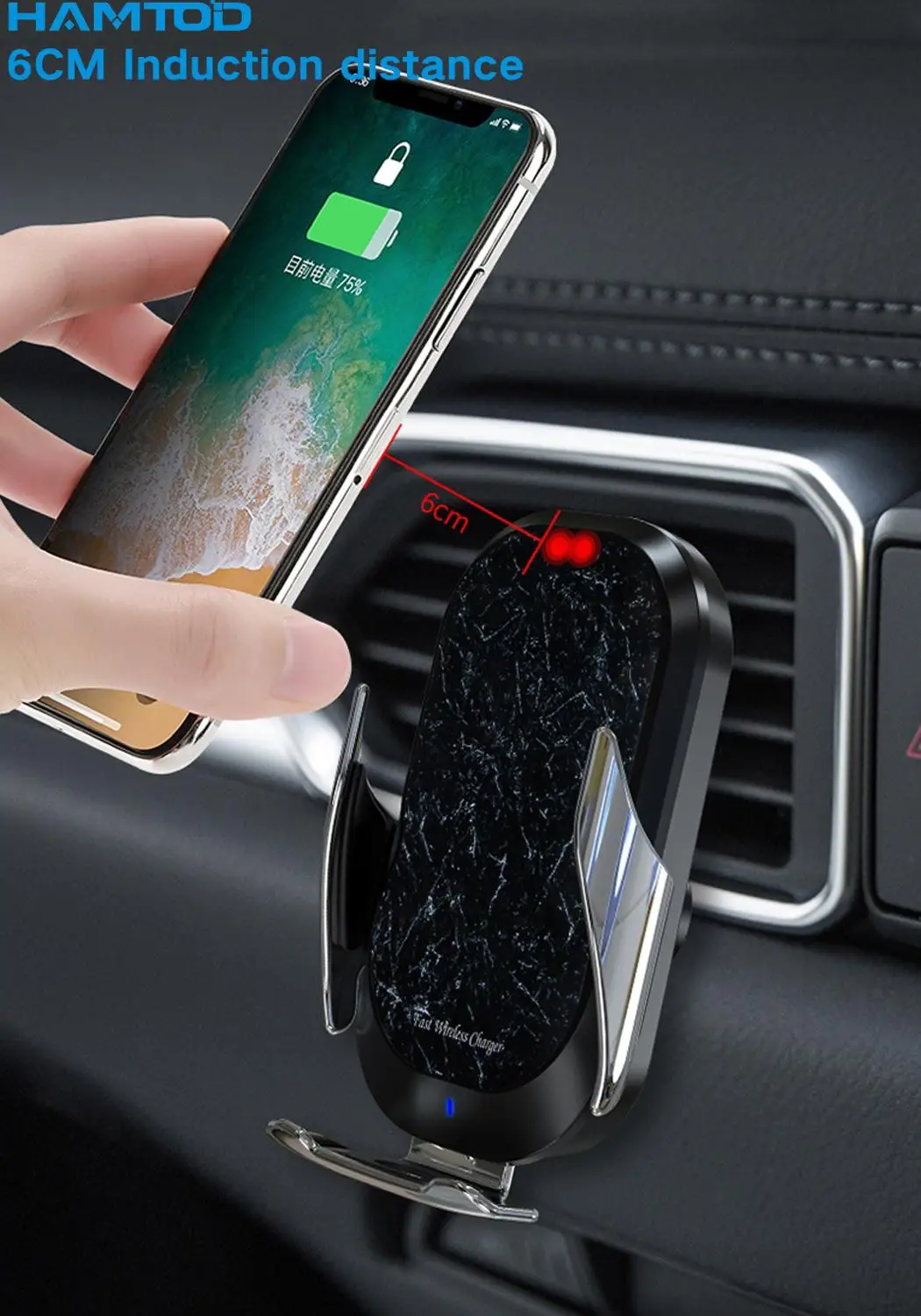 HAMTOD C20 Air Vent держатель подставка для iPhone huawei 15 Вт Qi беспроводной автоматический