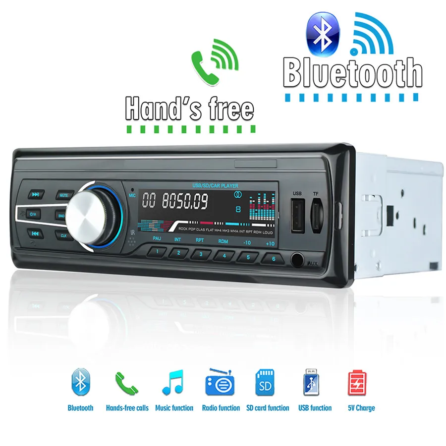 1 DIN 12V автомобильный MP3-плеер Bluetooth стерео Aux USB/TF/FM/радио 87,5-108,0 МГц