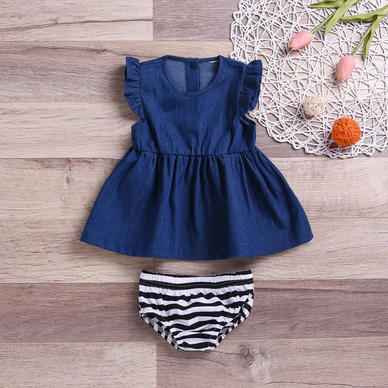 

Summer Baby Girls Casual Flare Sleeve T-shirt Tops+Shorts Suits Costume Set