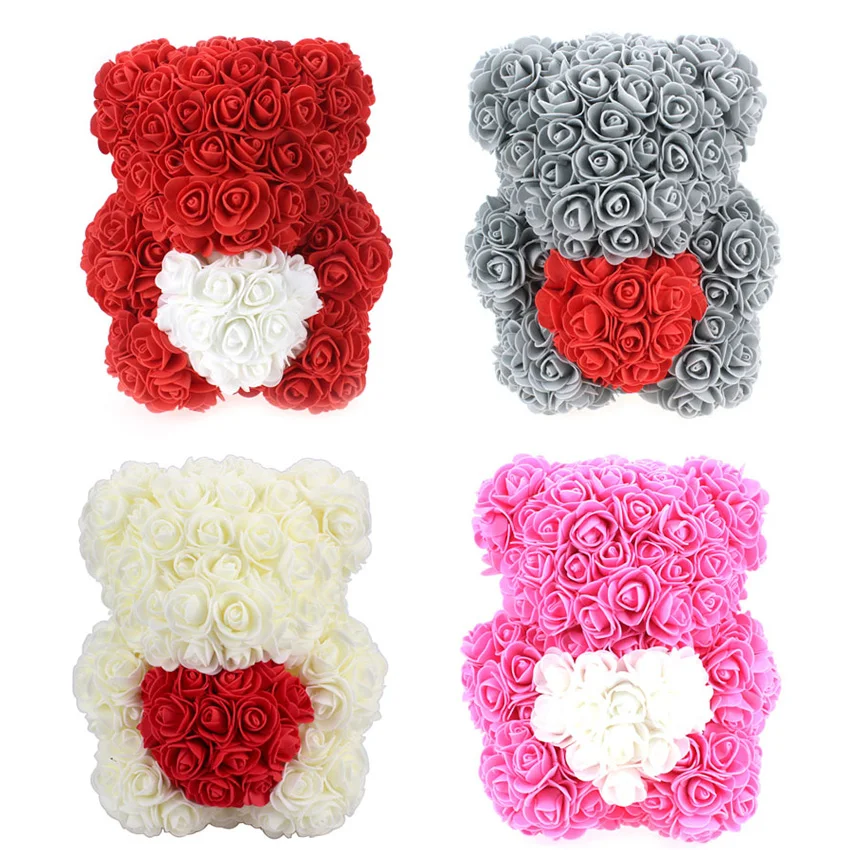 Новинка 2020 25 см красный медведь Тедди роза искусственное украшение подарок на