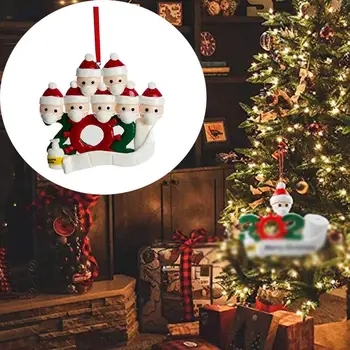 

2020 Quarantine 3D Christmas Party Decoration Gift Santa Claus With Mask Personalized Xmas Tree Hanging Ornament New Year