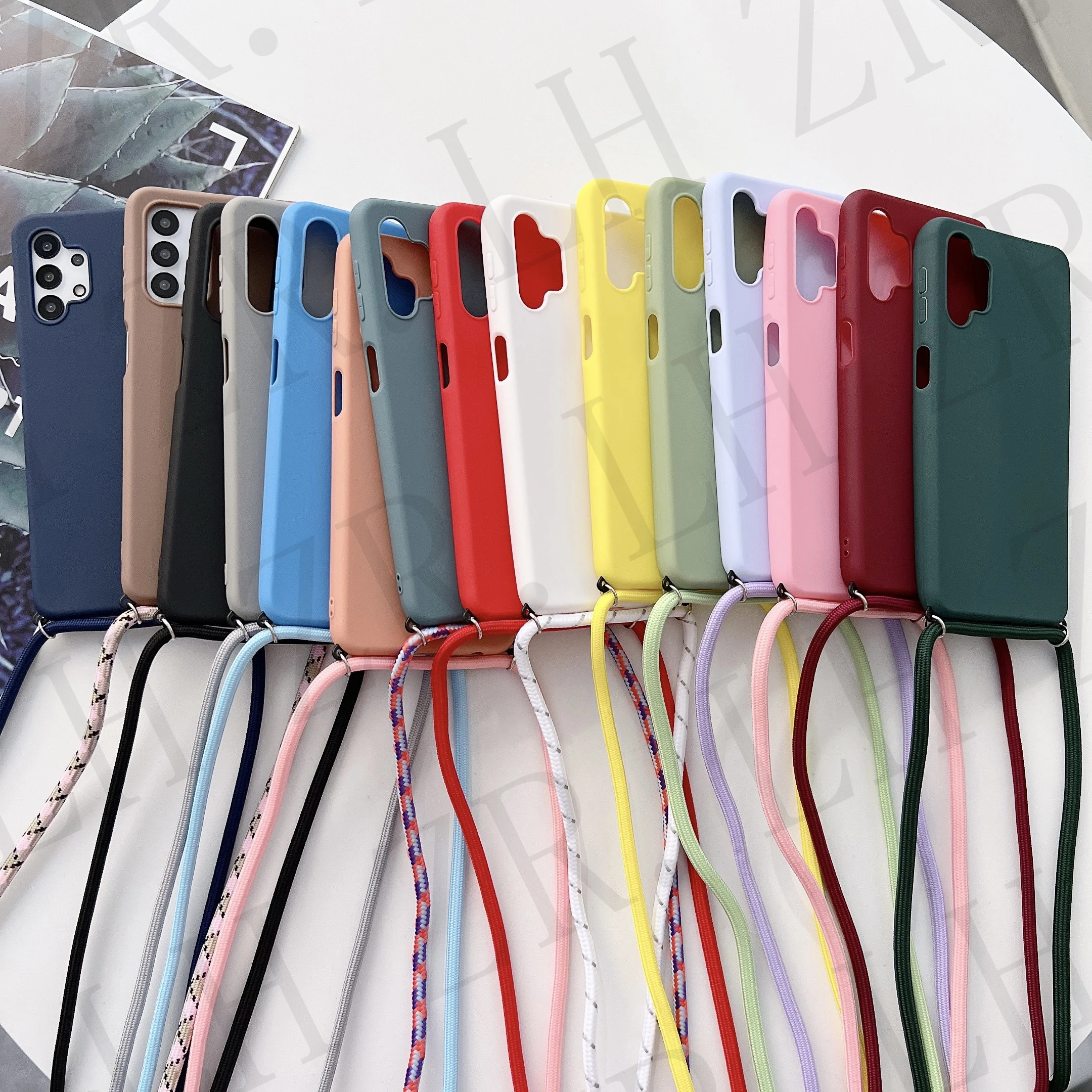 Crossbody Necklace strap Lanyard Cord Soft phone case For HuaWei P30 P20 Lite P40 pro honor 8X 9X 10 Nova 8SE Y6 2019 back cover