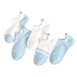5 - Pack Cartoon Animal Print Women's Cute Cotton Socks Set - Kawaii Casual Style - One Size (4)