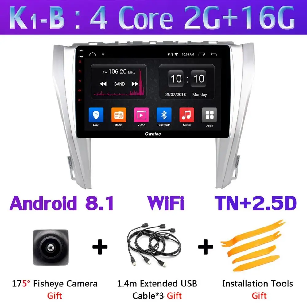 K1-B 360 ° камера Android 9,0 8 ядерный 4G ram+ 64G rom 4G SIM Автомобильный мультимедийный радио для Toyota Camry V55- gps SPDIF DSP CarPlay - Цвет: K1-B