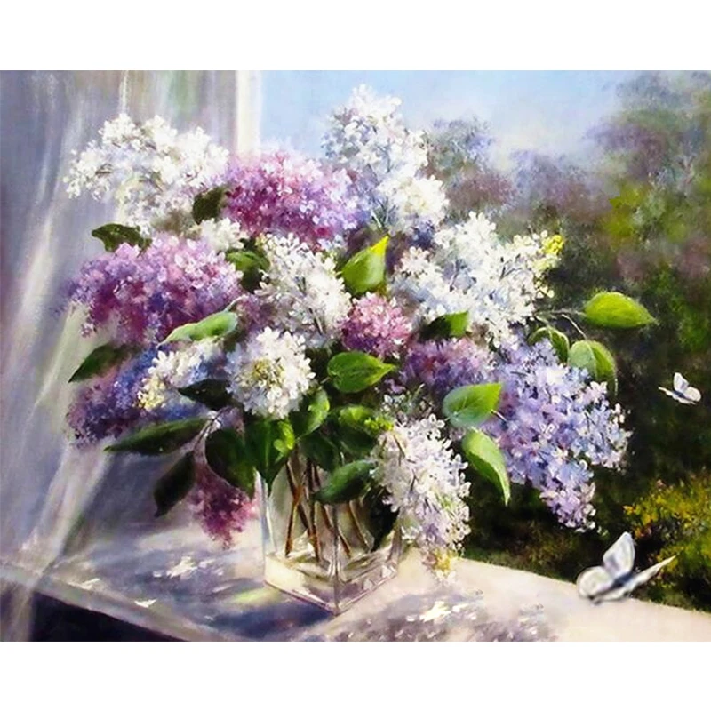 Flowers Painting By Number Vase DIY Kits For Adults On Canvas Frame Drawing Oil Picture Coloring Home Decoration | Дом и сад
