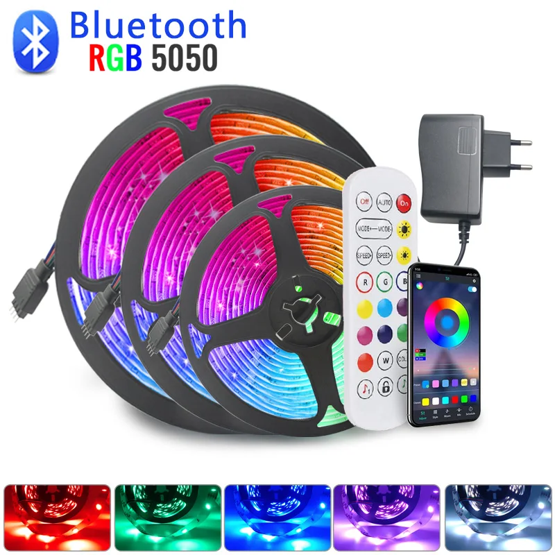 LED Strip 15m, RGB LED Stripe Bluetooth Lichtband 5050 Stripes mit  App&Fernbedienung, Musikrhythmus Synchronisation Perfekt, LED Leiste Band  Streifen mit 24V Netzteil LED Lichterkette Lichtstreifen : :  Beleuchtung