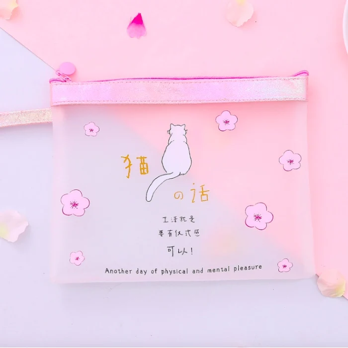 Kawaii Transparent TPU Waterproof Pencil Case Stationery Bags Cat Animals Pencil Bag School Supplies Student Gift - Цвет: 004