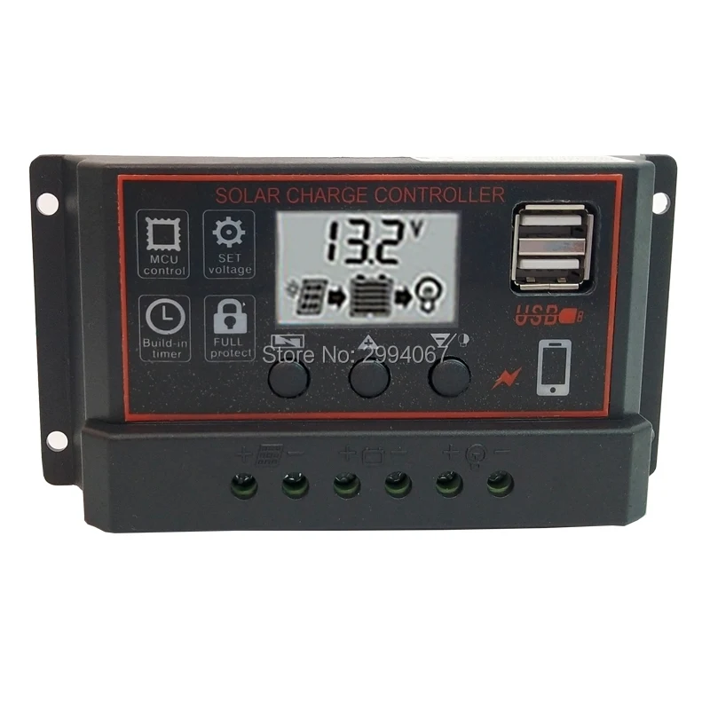 60A/50A/40A/30A/20A/10A ШИМ Солнечный Контроллер заряда 12 В 24Vdc солнечное зарядное